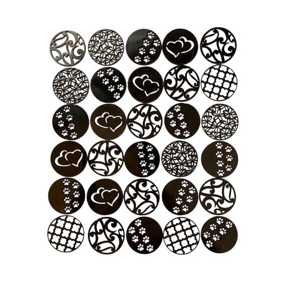 25-Piece Black Metal Circle 22mm Floating Locket Jewelry Making Craft Supplies - Picture 1 of 7